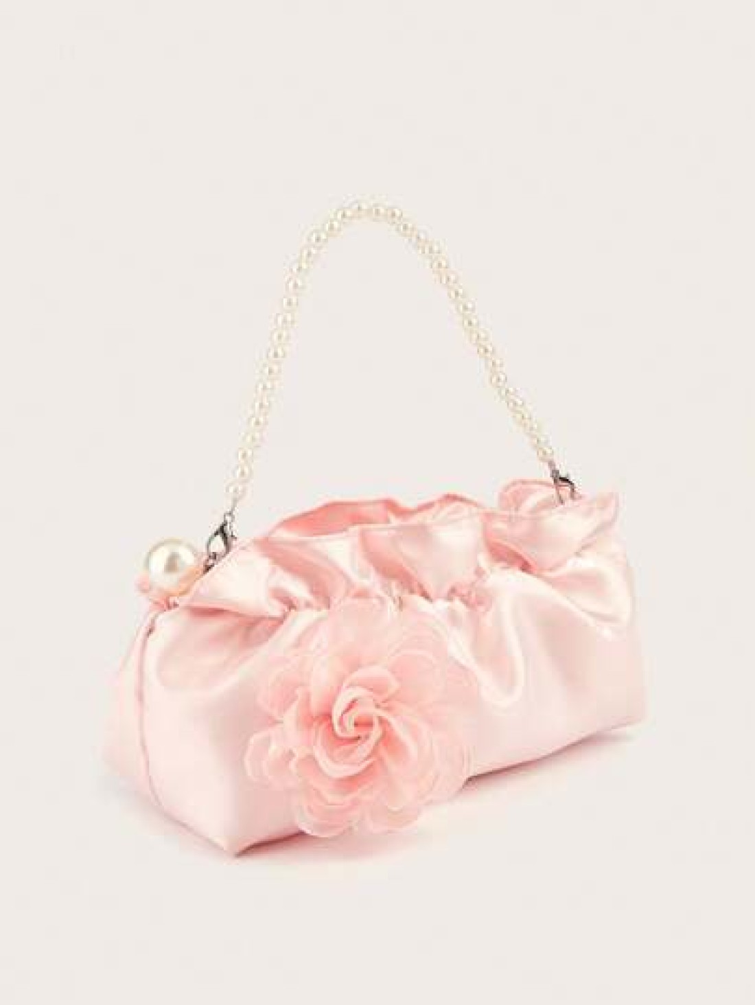 1pc Pearl Clutch Bag Pleated Cloud Shaped Handbag For Phone Keys Coins Perfect For Little Ladies Floral Pearl Purse