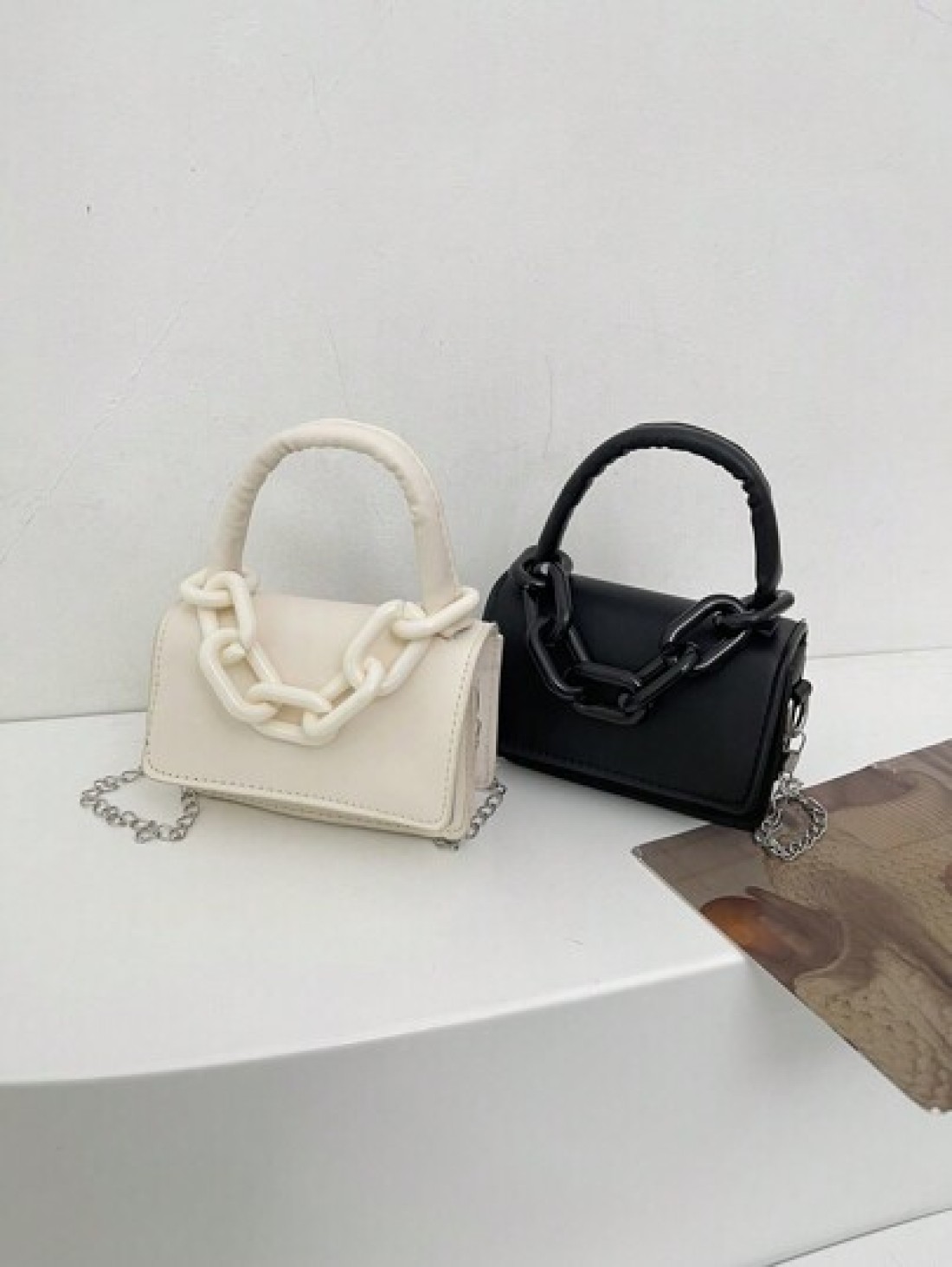 1pc Girl S Handbag Simple And Casual Fashion Style Large Capacity Lightweight Girl S Small Square Bag Solid Color Pu Leather Fabric Magnet Closed Detachable Chain Multiple Carrying Methods In One Bag