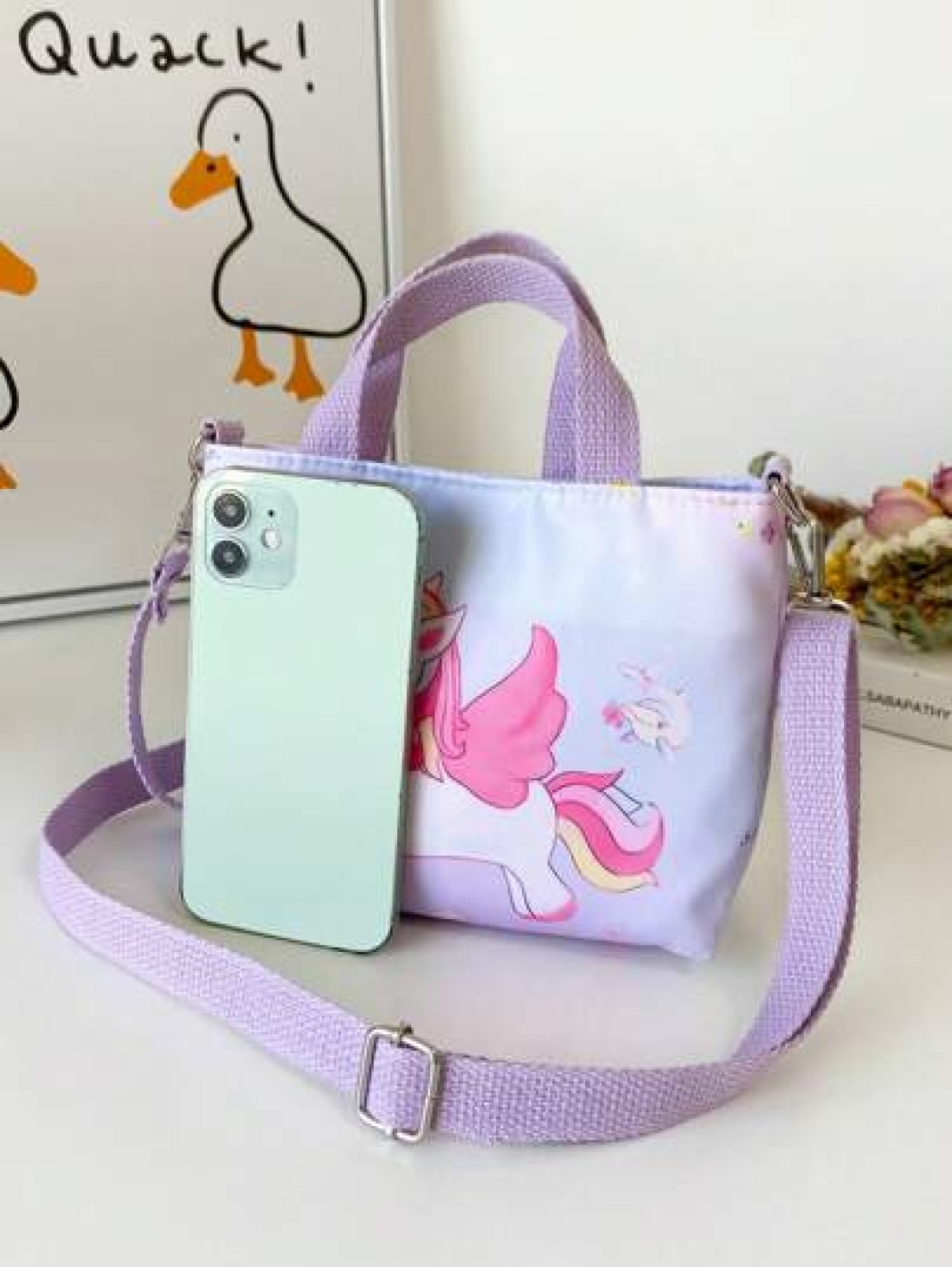 Kids Unicorn Print Cute Crossbody Handbag Suitable For Daily Use