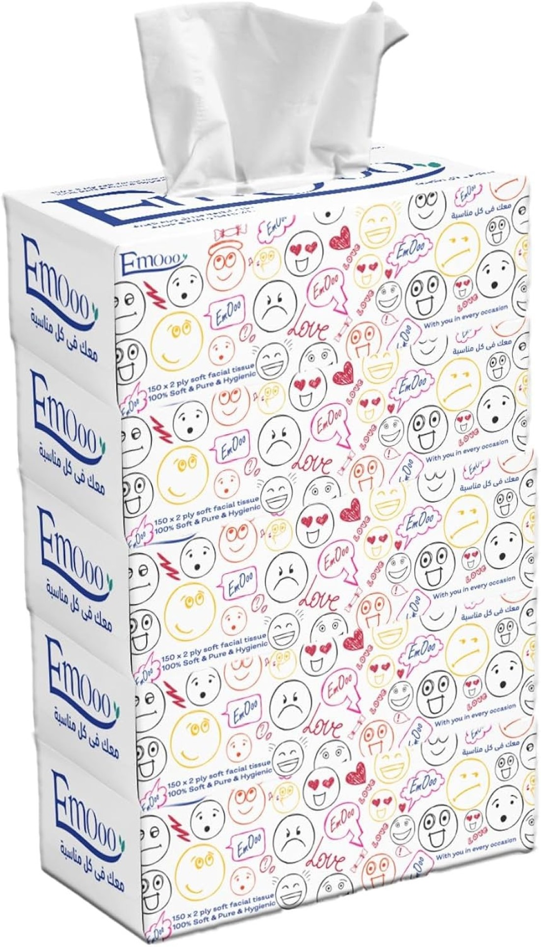 EMOO TISSUE FACIAL 2ply 5x150s
