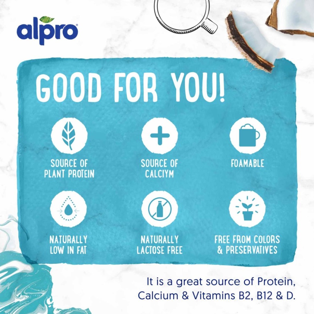 Alpro Barista Coconut Drink, 100% Plant-Based, Lactose &amp; Dairy Free 1L