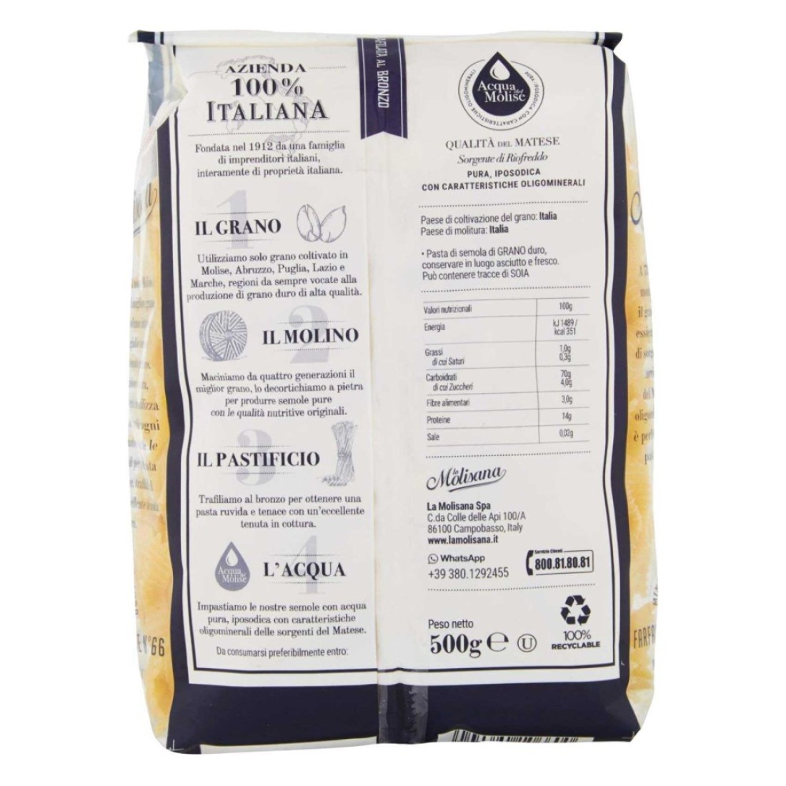 La Molisana Farfalle Rigate No. 66 Pasta 500g