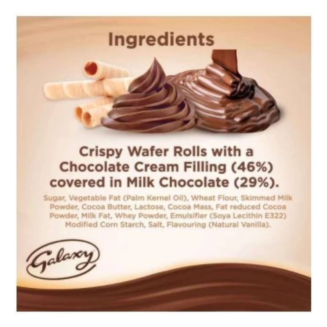 Galaxy Flutes Cream Crispy Wafer Rolls with a Chocolate Cream Filling Covered in Milk Chocolate 5 Wafers, 22.5g Pack of 2