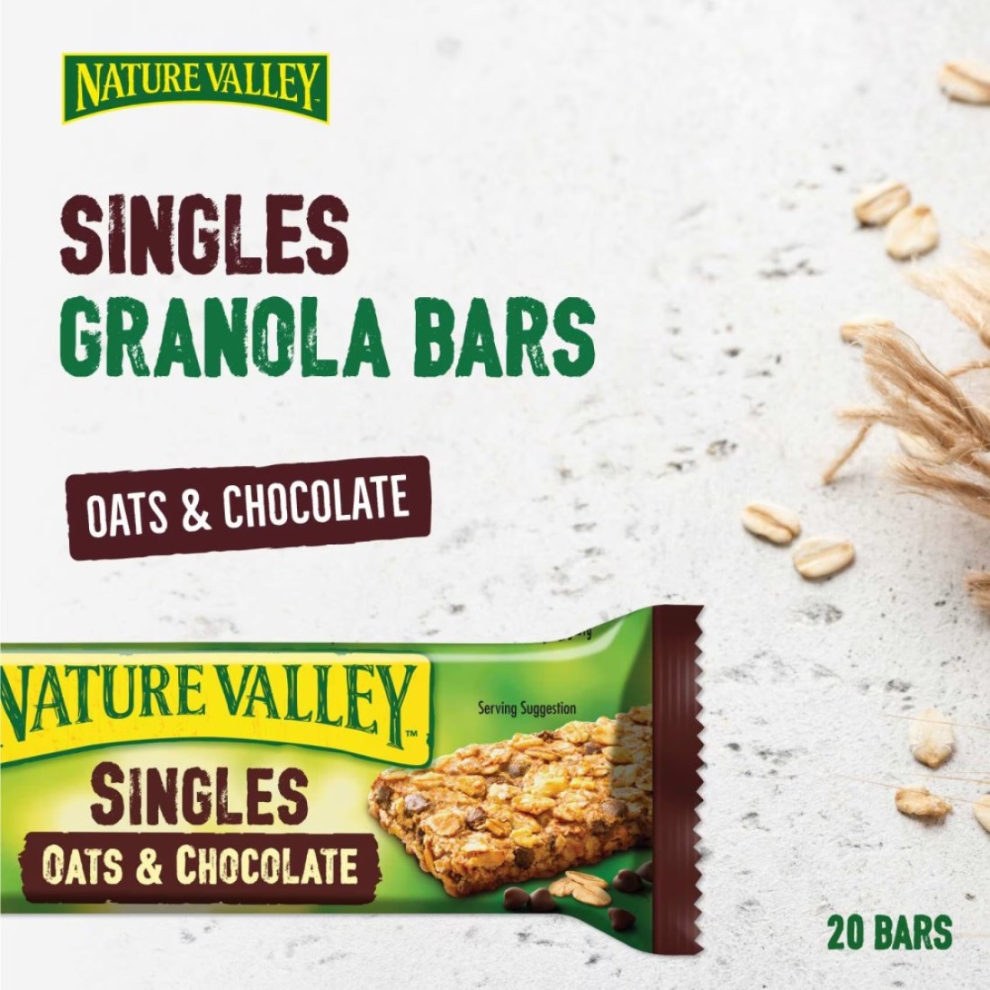 Nature Valley Crunchy Oats and Chocolate Granola Bars, 21g Pack of 20