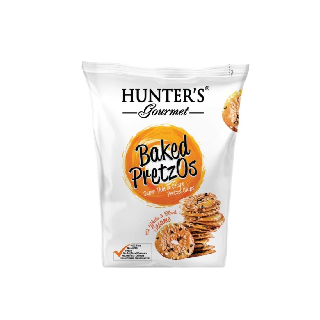 Hunters Gourmet Baked Pretzos With White And Black Sesame 180g
