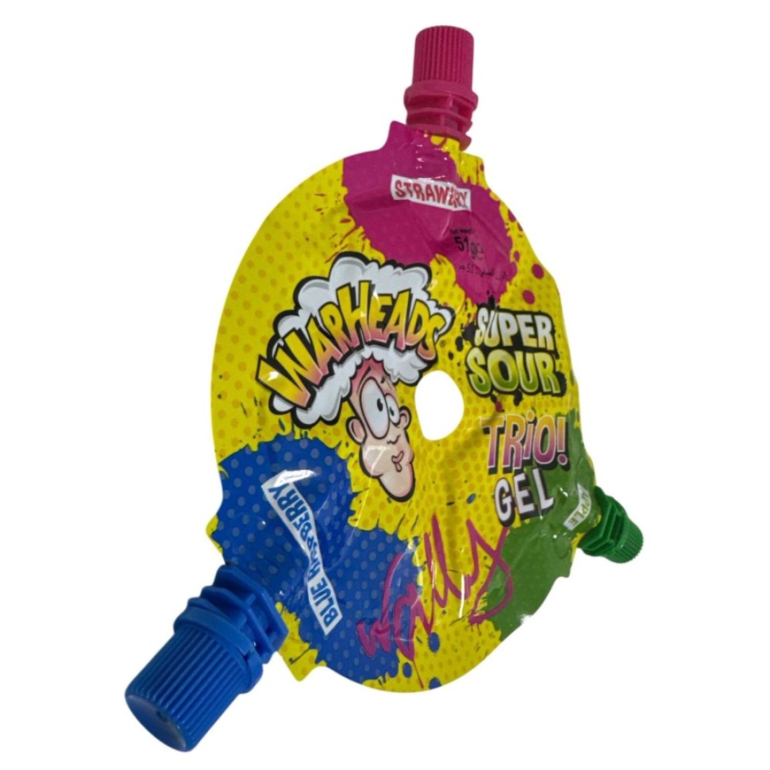 Warheads Blue Raspberry, Strawberry, Apple Super Sour Trio Candy Gel, 51g
