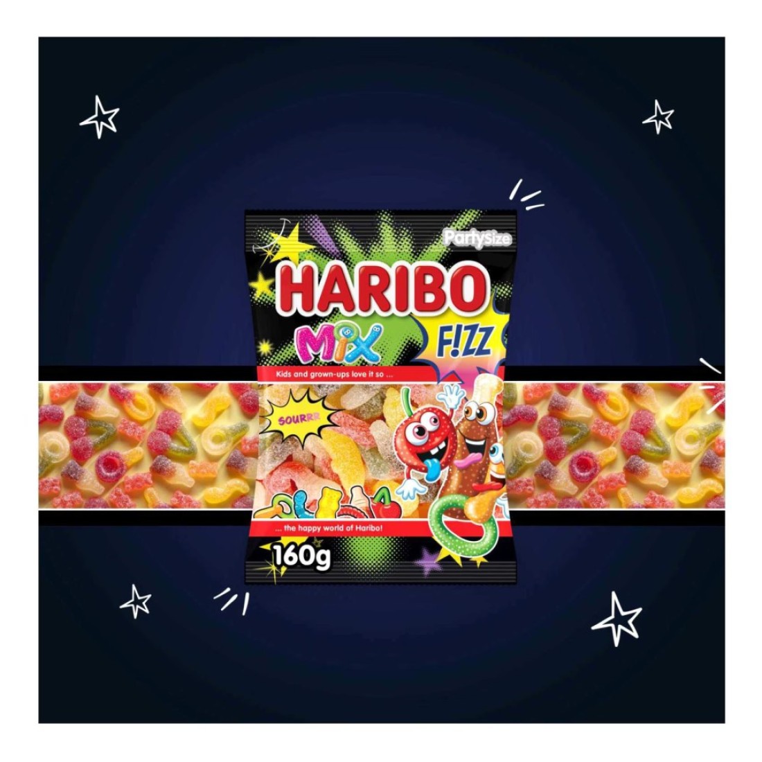 Haribo Mix Fizz Candy, 160g