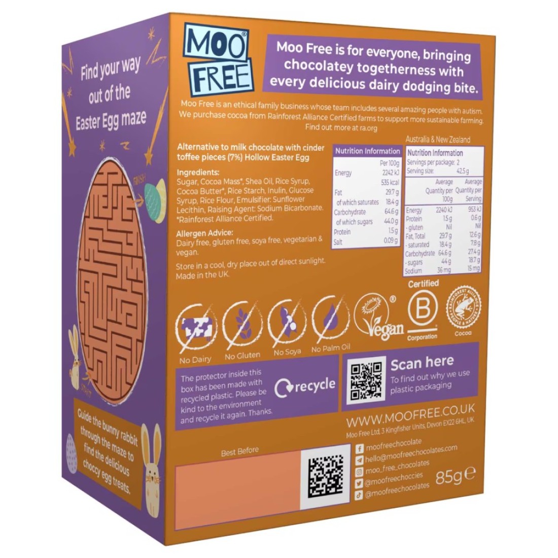 Moo Free Dairy Free Bunnycomb Egg Choccy Chompers, 85g