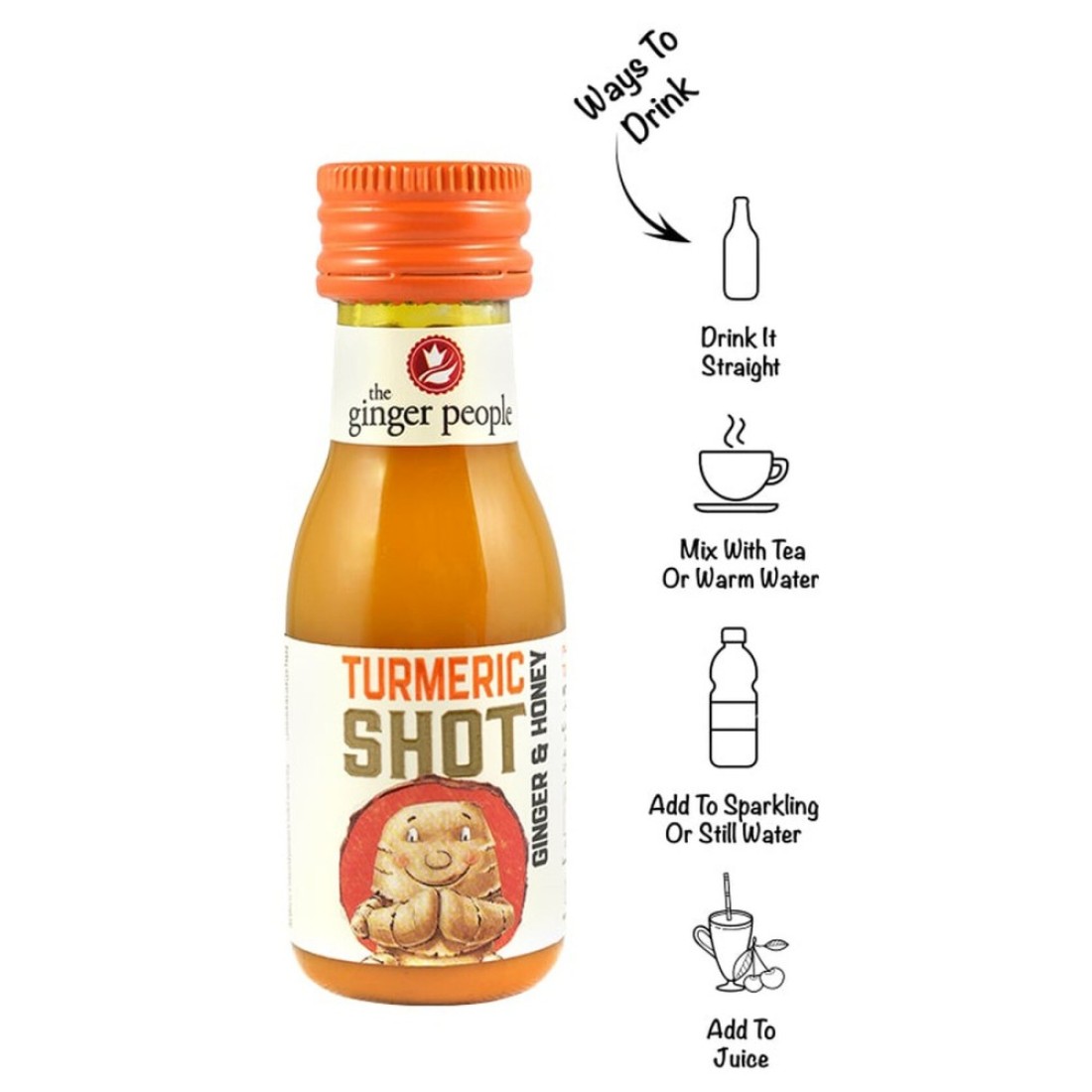 The Ginger People Ginseng Shot with Turmeric and Honey, 30ml Pack of 6