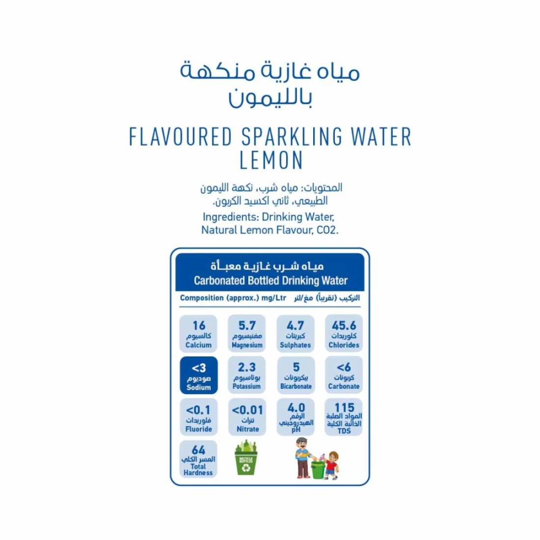 Oasis Blu Lemon Flavoured Sparkling Water 500ml Pack of 6