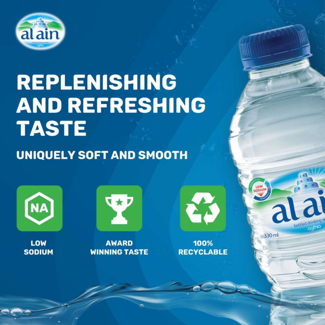 Al Ain Low Sodium Bottled Drinking Water 330ml Pack of 24