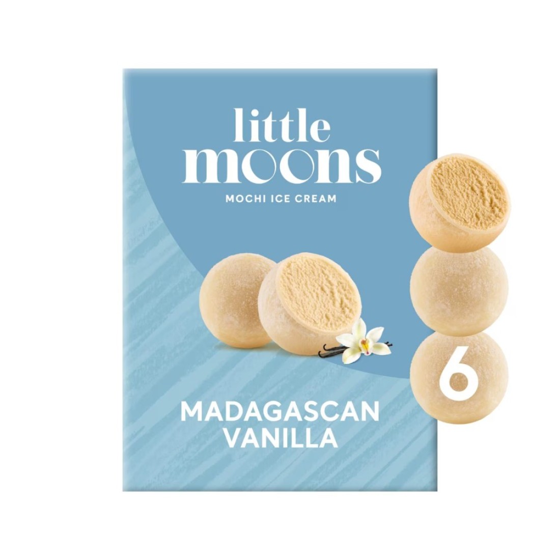 Little Moons Madagascan Vanilla Soft Mochi And Gelato Ice Cream 32g Pack of 6