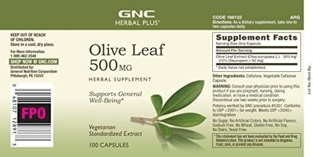 GNC Herbal Plus Olive Leaf 500 mg
