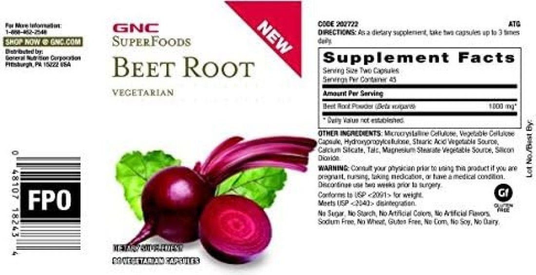 GNC SuperFoods Beet Root - 90 Capsules