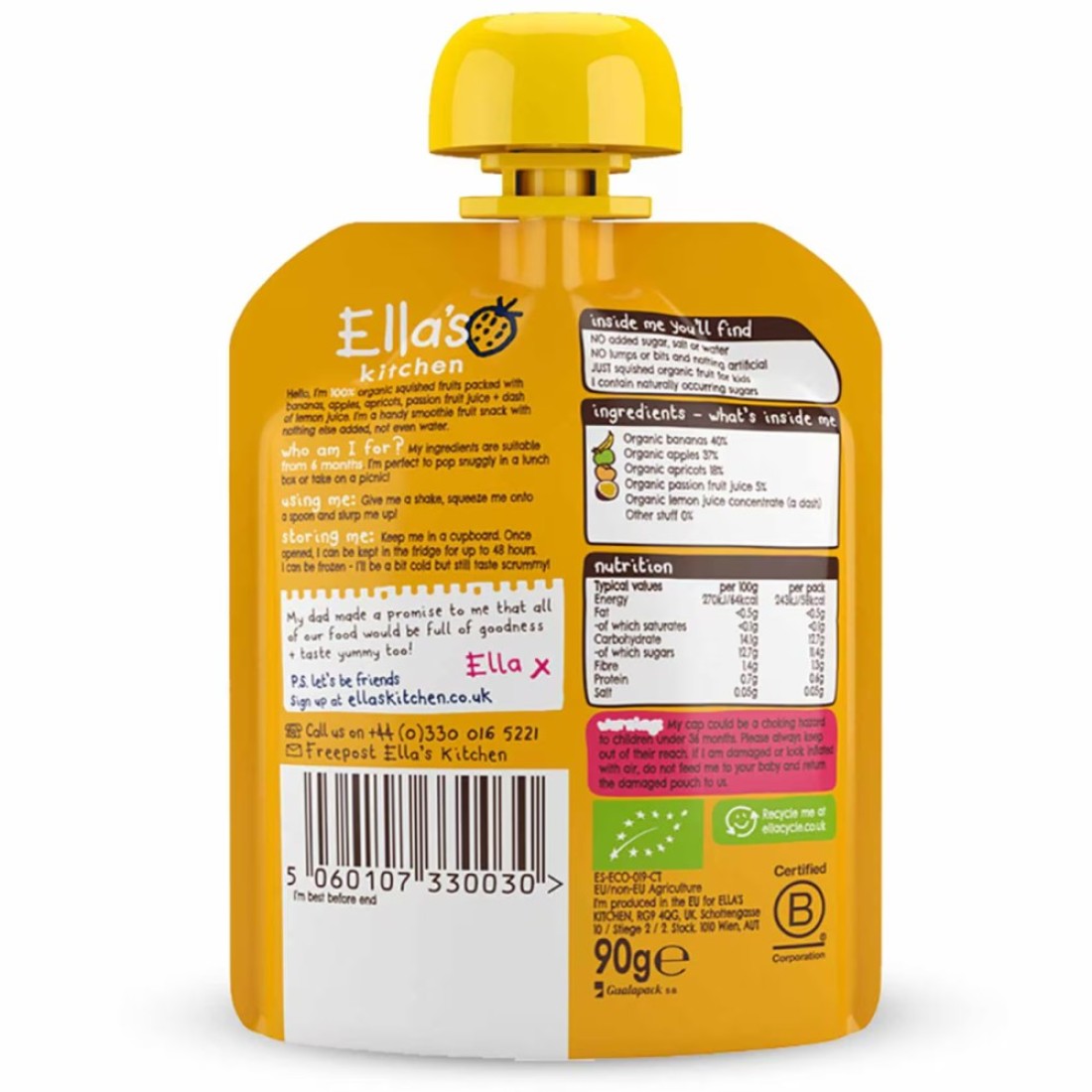 Ella&#39;s Kitchen Organic The Yellow One Smoothie 90g (Discontinued)