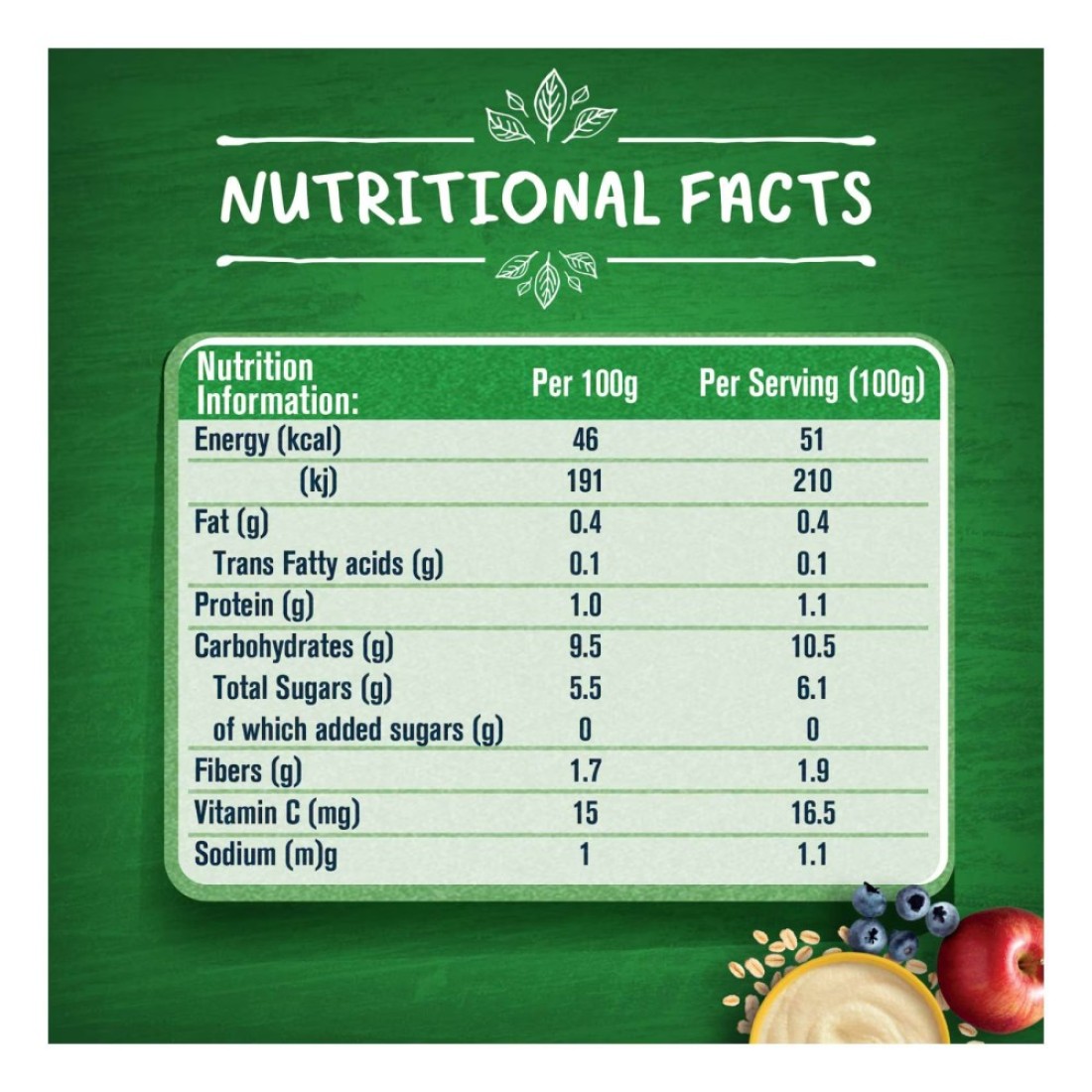 Gerber Organic Fruits and Cereals with Apple, Blueberry and Oats, 110g