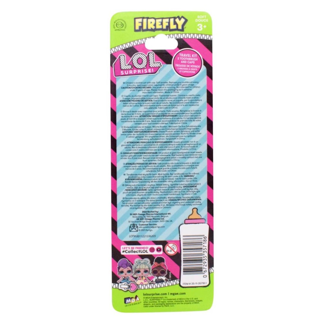 Firefly Lol Surprise Toothbrush And Caps Pack of 2