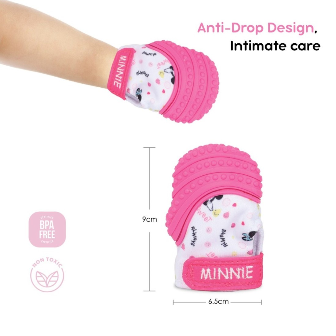 Disney Minnie Mouse Baby Teething Mitten Chew Toy Pink