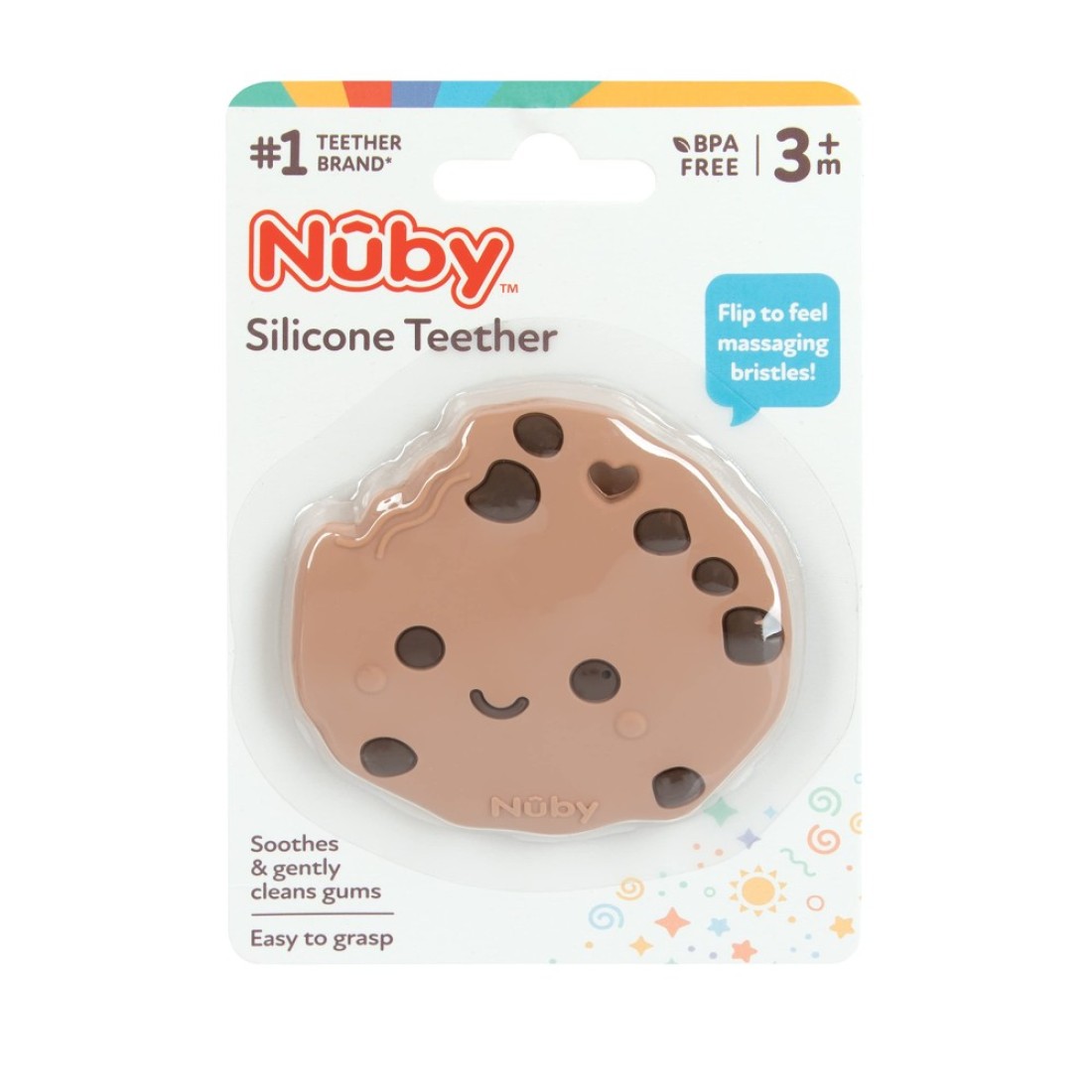 Nuby All Silicone Chocolate Chip Cookie Teether 3 Months