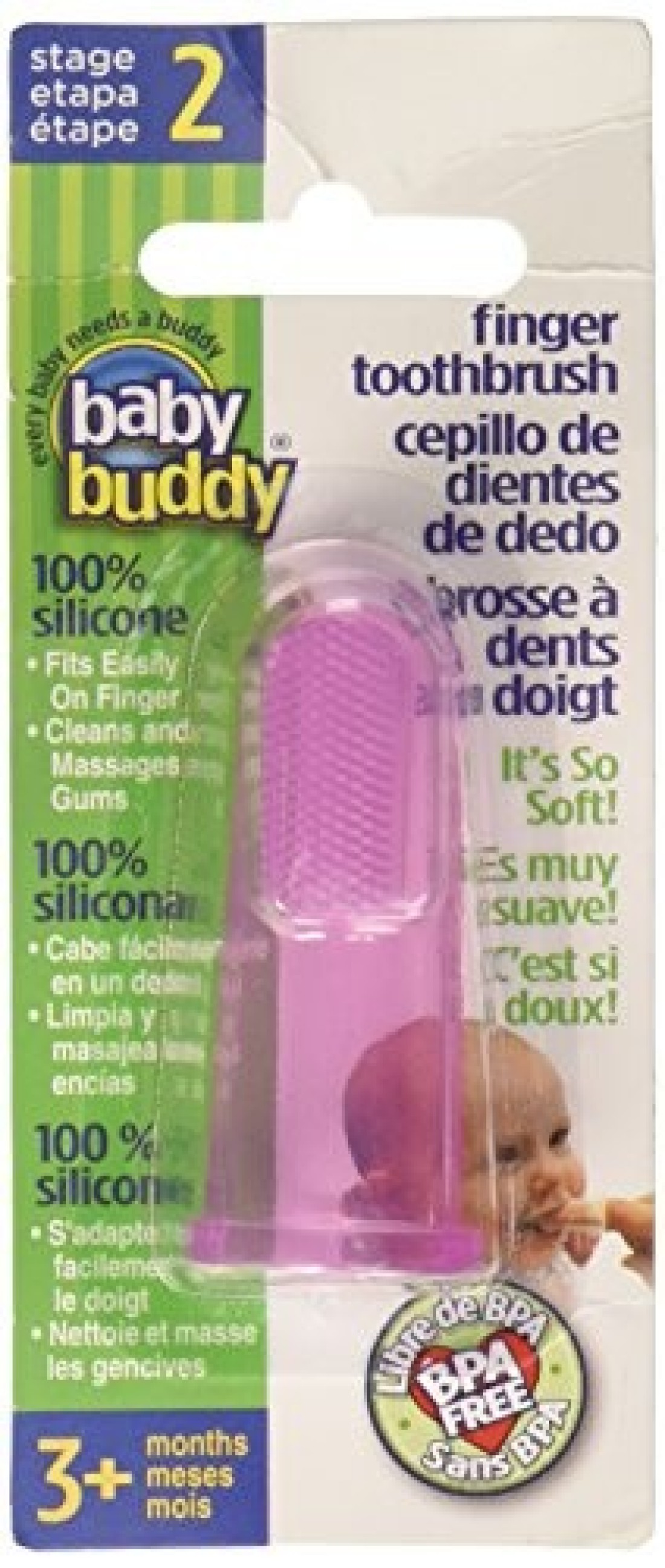Brilliant Baby Finger Toothbrush Silicone Gum Massager and Teether Brush for Babies and Toddlers 3 Months Old and Up Infant Teeth Cleaning Essentials Baby Teethers and Toothbrushes Pink 1 Count