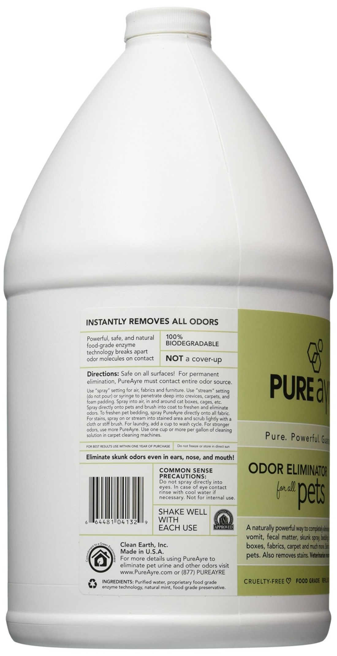 PureAyre AllNatural PlantBased Pet Odor Eliminator Pure Powerful and Completely Safe 1 Gallon
