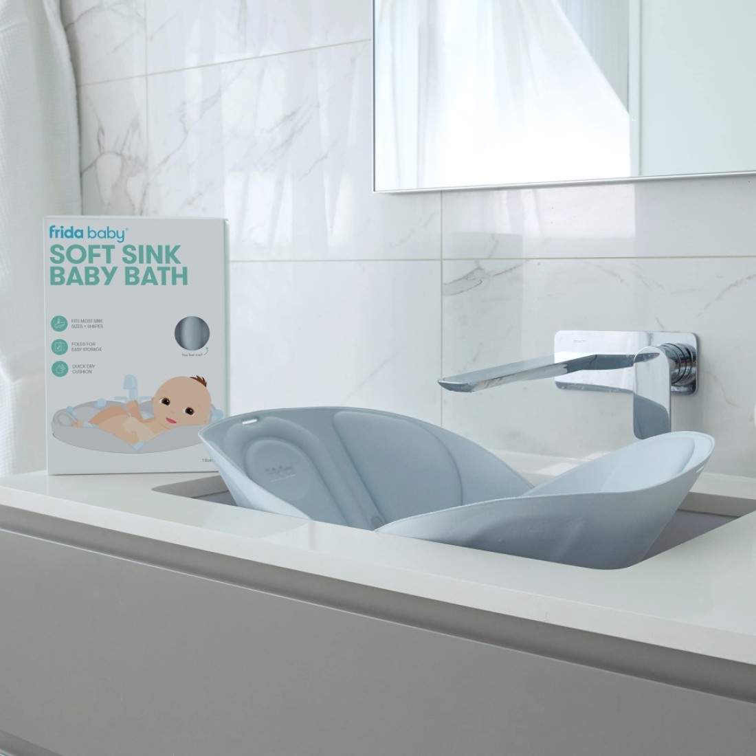 Frida Baby Soft Sink Baby Bath Seat Sink Bather for Baby Easy to Clean Baby Bathtub Bath Cushion That Supports Babys Head