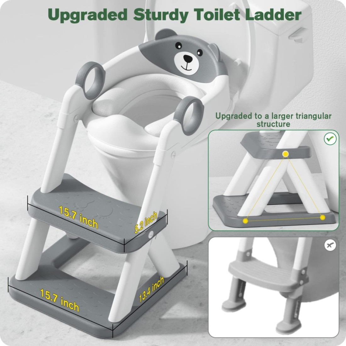 Rabb 1st Potty Training Seat Upgrade Toddler Toilet Seat for Kids Boys Girls 2 in 1 Potty Training Toilet Splash Guard AntiSlip Pad Step Stool