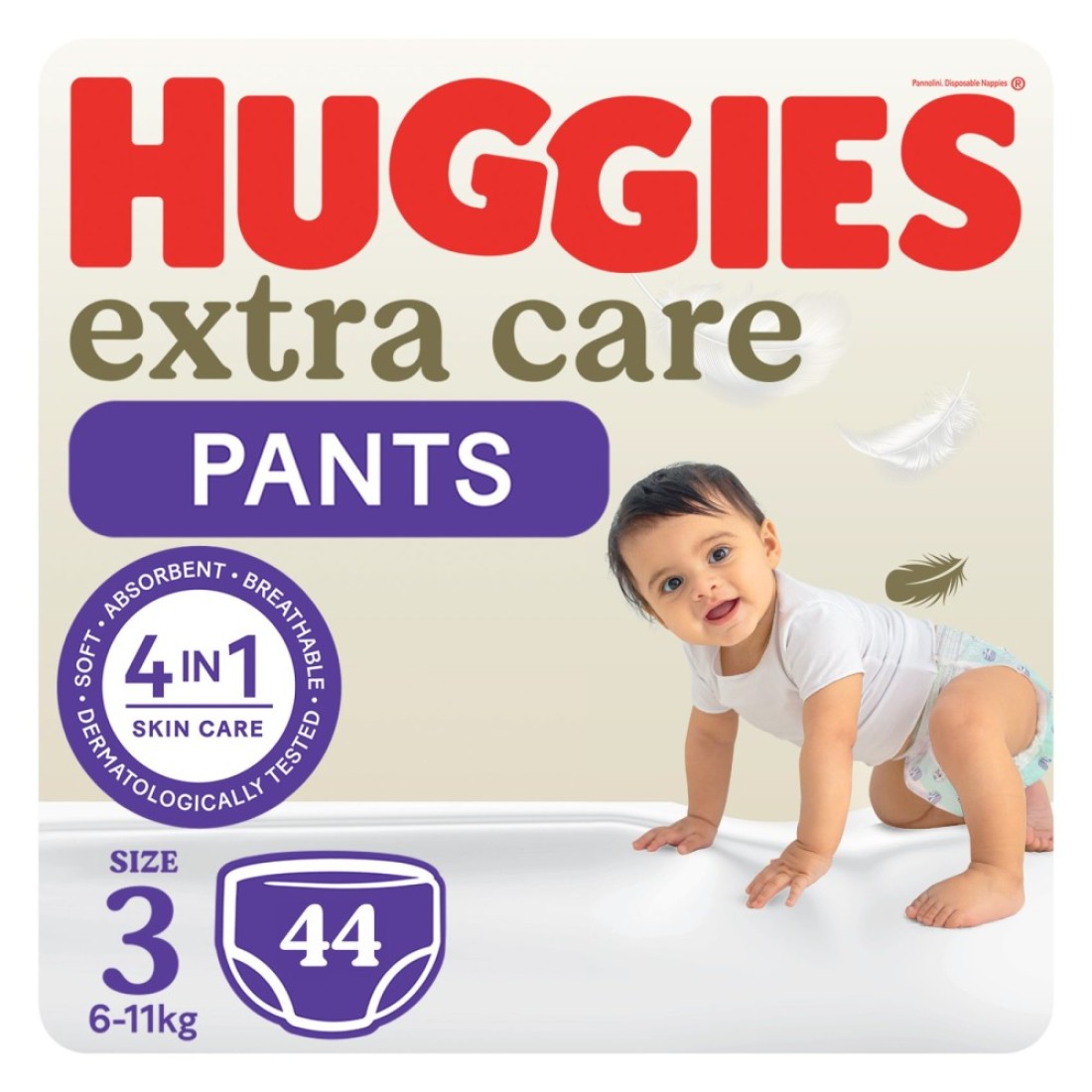 Huggies Extra Care Cloud Soft Waistband Diaper Pants Size 3 6-11kg 44 Pants Pack of 2