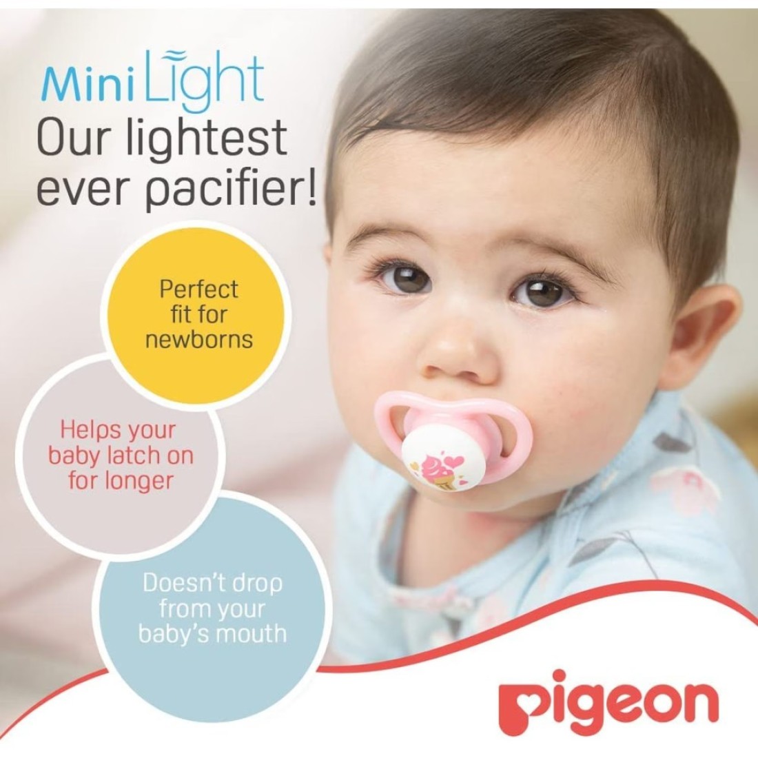 Pigeon Baby Girl Mini Light Pacifier 0m+ 78458 Pink
