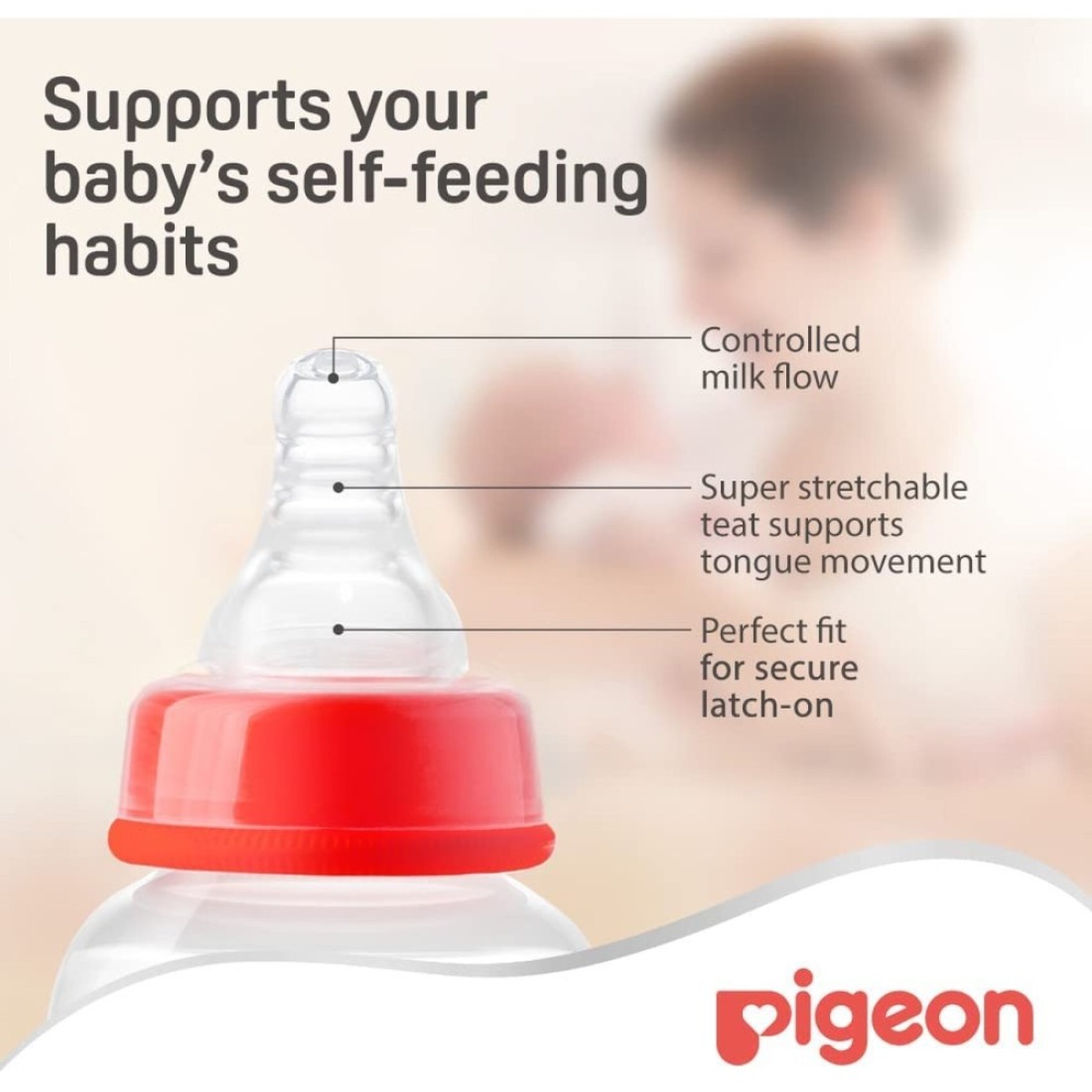 Pigeon SofTouch Peristaltic Plus Silicone Teat 01853 Medium Clear