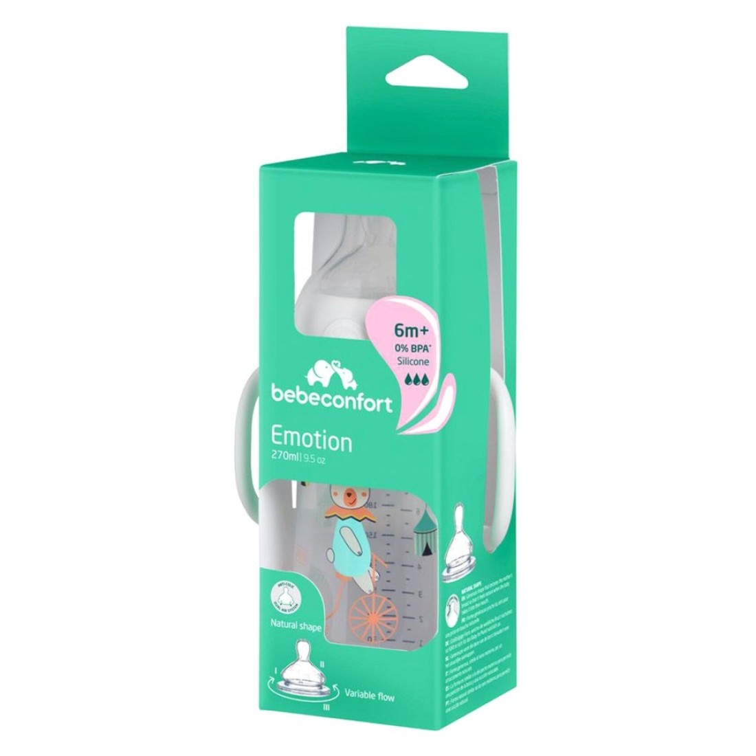 Bebeconfort Emo Polypropylene Bottle Whandle 270ml White
