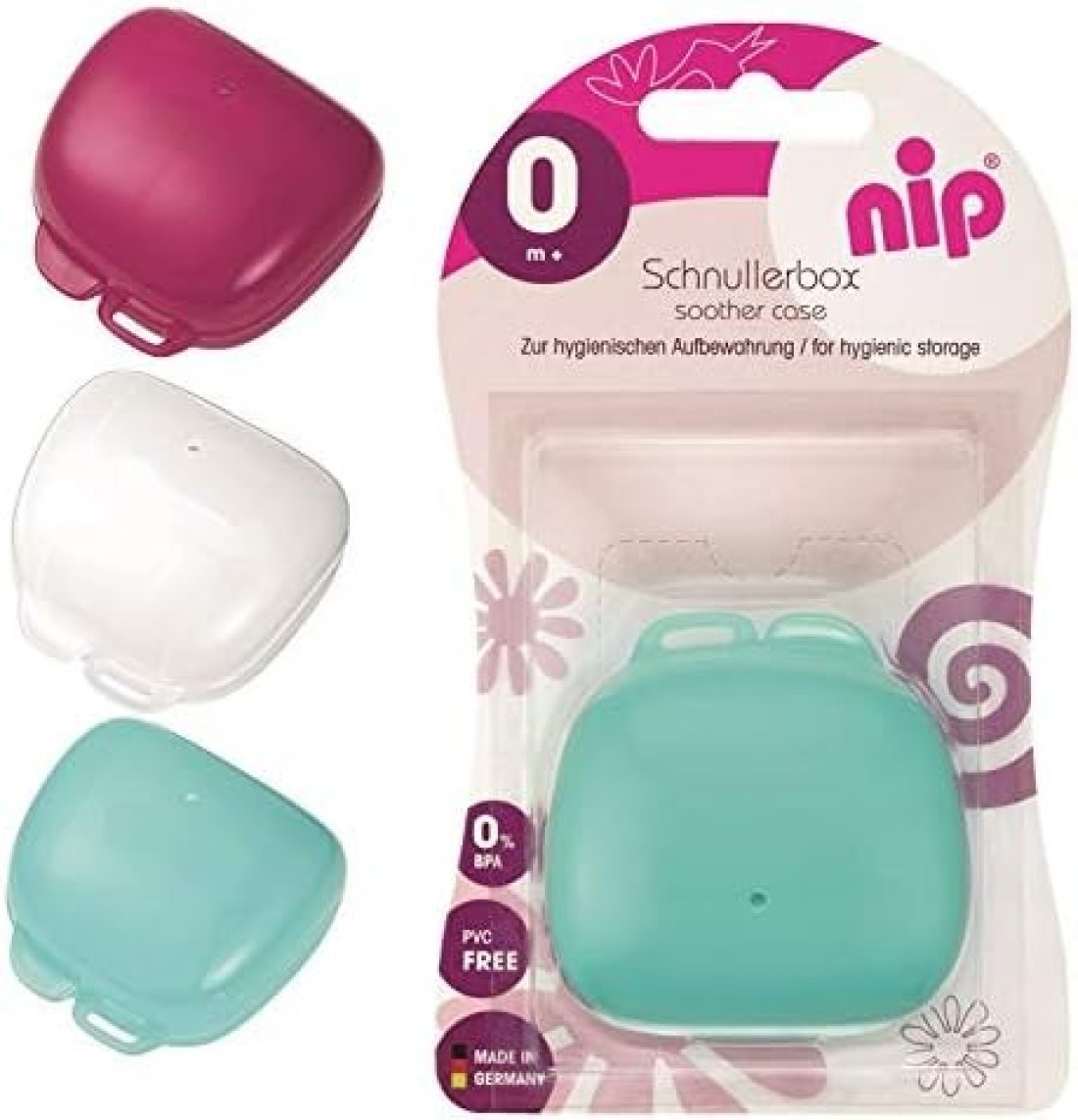 Nip 2-In-1 Pacifier/Soother Box Sterilizer And Hygienic Soother Storage Case, Microwavable, Clean Soothers In 60 Seconds, Made In Germany, Fits Most Soothers - Blue