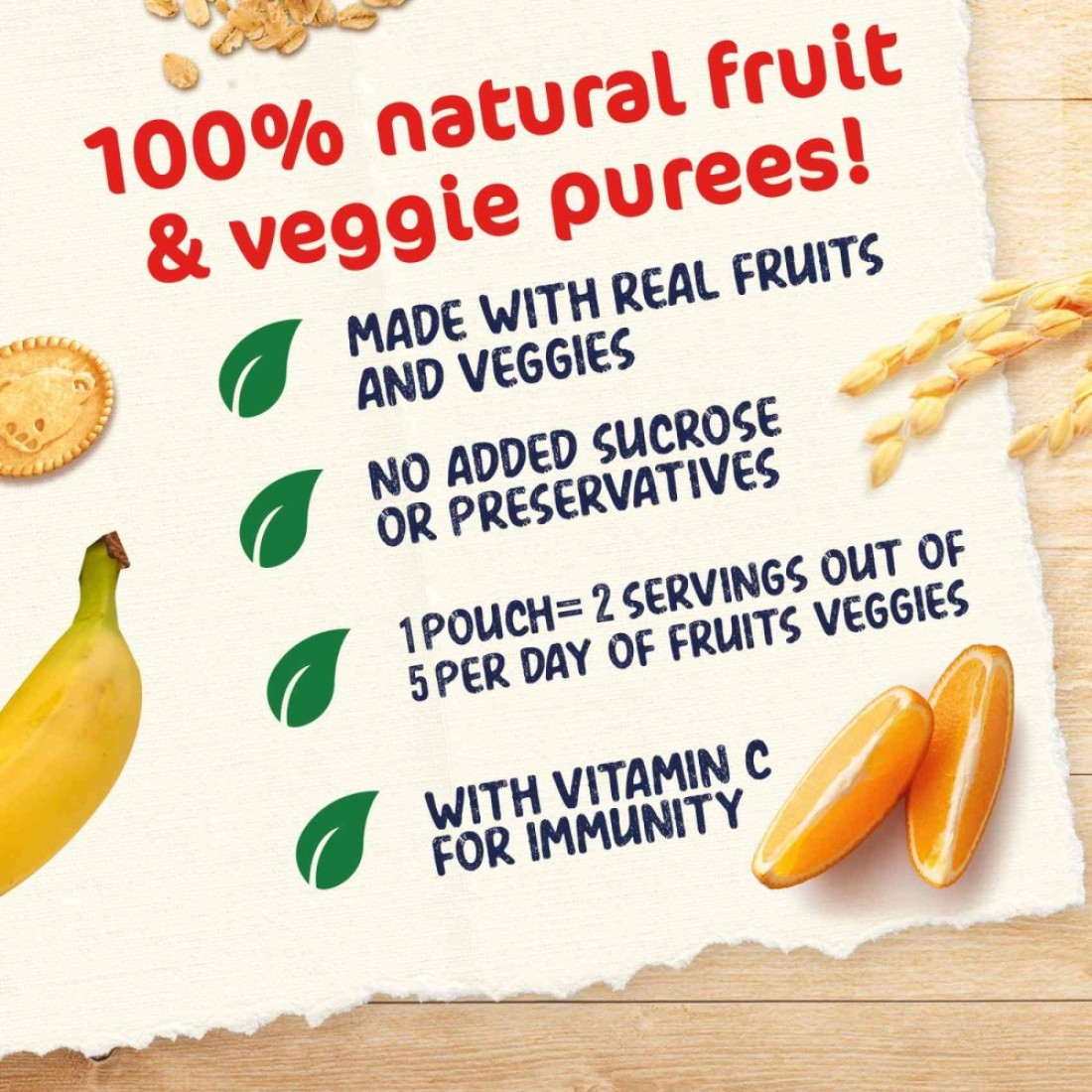 Nestle Cerelac Fruits Puree Pouch, Banana, Orange, Biscuit, from 6 Months, 90g