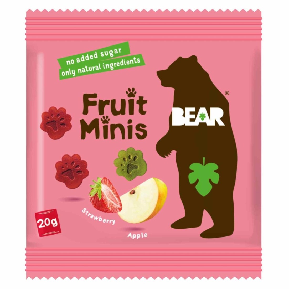 Bear Dino Paws Strawberry And Apple Pure Fruit Snacks 20g Pack of 5