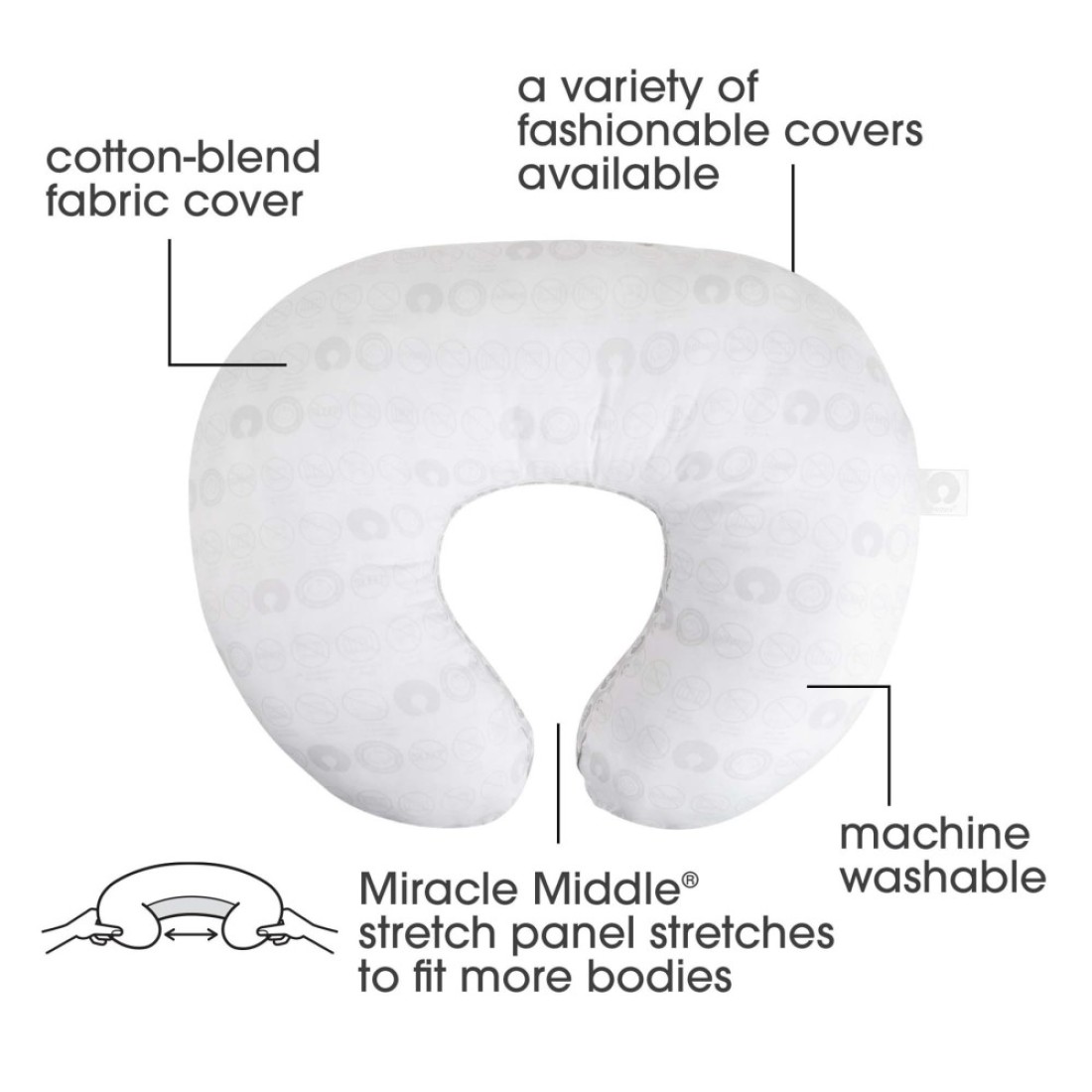 Boppy Nursing Pillow Bare Naked Original Support Boppy Pillow Only Nursing Pillow Cover Sold Separately Ergonomic Nursing Essentials for Breastfeeding and Bottle Feeding with Firm Fiber Fill