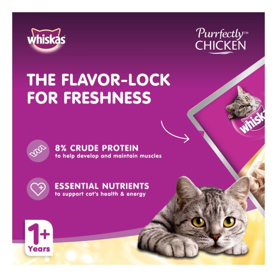 Whiskas Purrfectly Chicken Entree Wet Cat Food 85g Pack of 12