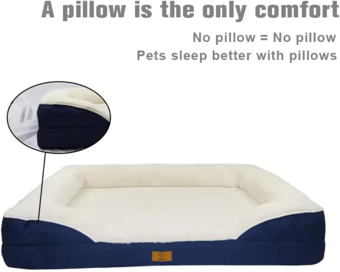 Dugyluv Dog Bed, Orthopedic Sofa Dog bed With Memory Foam, Removable Cover, Waterproof Lining and Nonskid Bottom,Pet Bed for Dogs (Large)