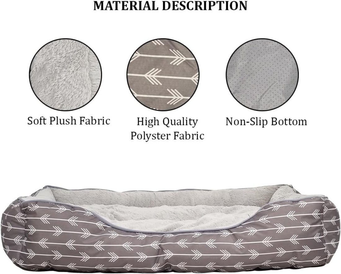 Dog bed for large and medium dogs, Orthopedic pet bed couch with anti-slip bottom, Comfortable and breathable dog bed, Machine washable pet beds 90 cm (Grey)