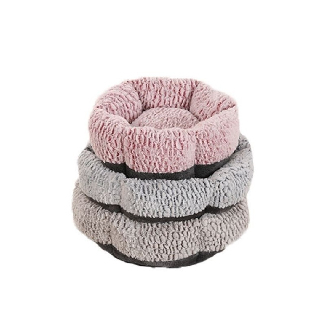 Mei Lifestyle Cat &amp; Dog Pet Bed With Cute Design And Flower Shape Comfortable Plush Ultra Soft Cushion Self Warming Pet Bed Made With Fleece Faux Fux With Waterproof Bottom (Diamater 60cm)