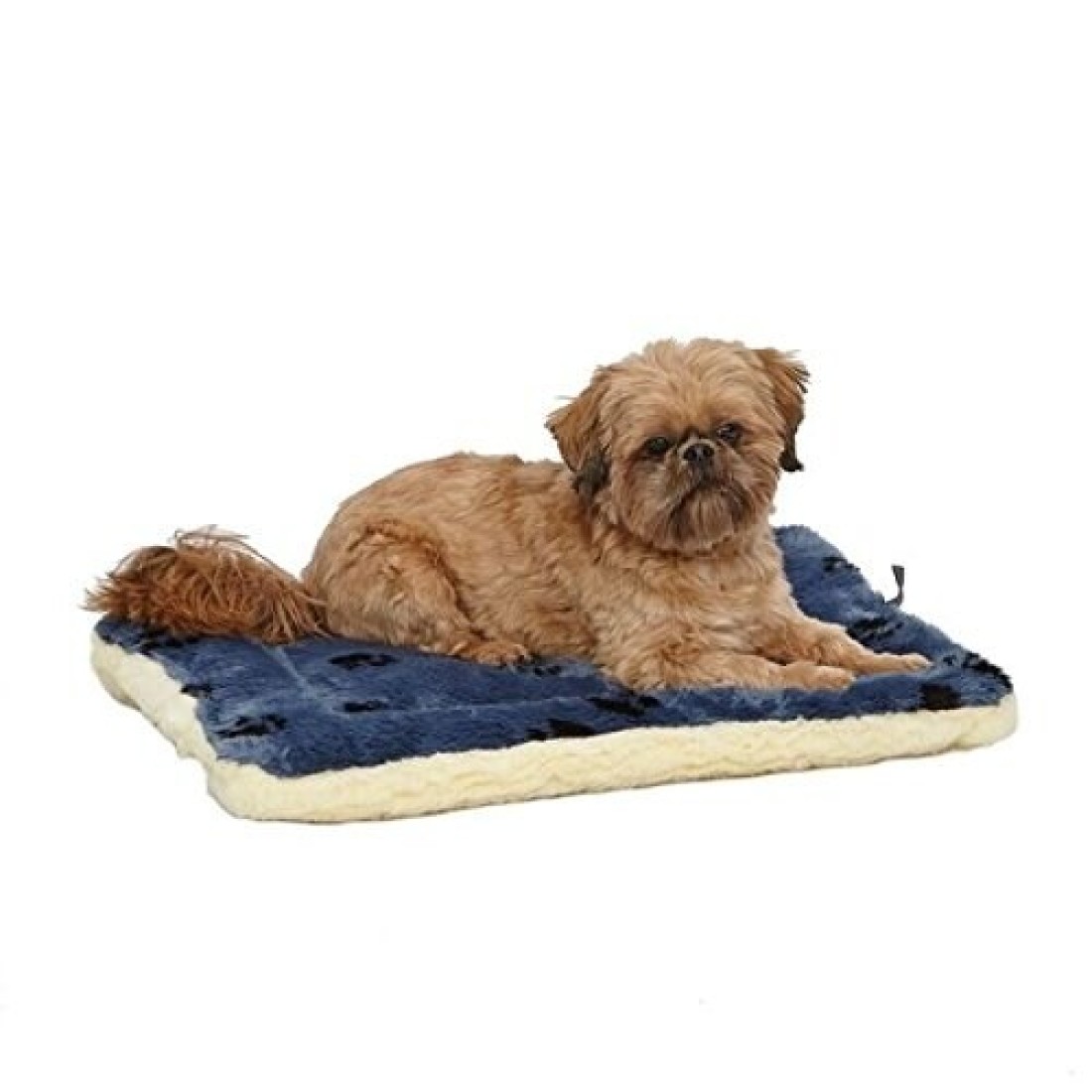 MidWest Homes for Pets Reversible Paw Print Pet Bed in Blue Cream Dog Bed Measures 235L x 17W x 28H for Small Dogs Machine Wash