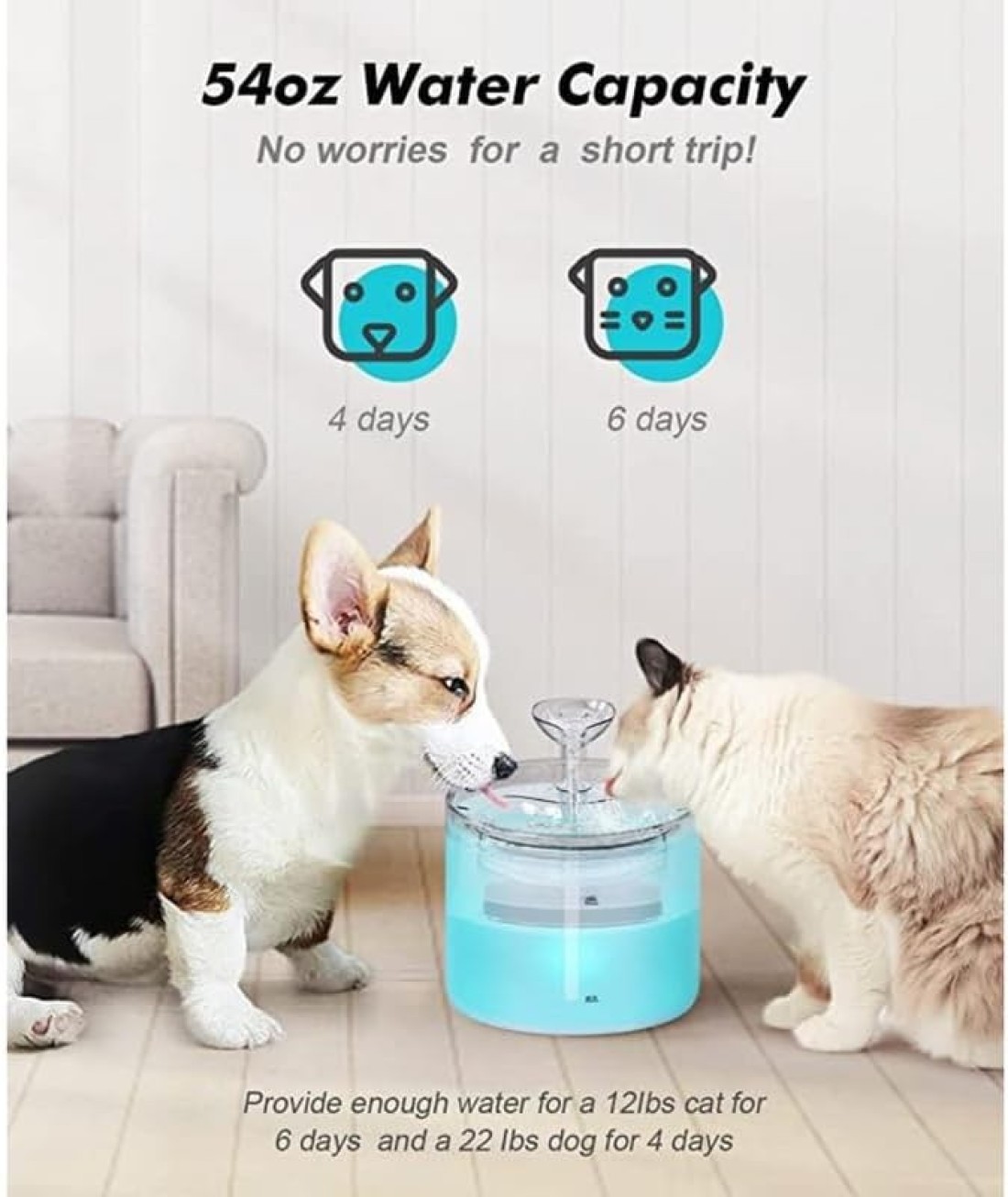 Jinou Cat Water Fountain - Made With Premium Quality Acrylic Glass - Pet Water Fountain With 3 Litre Water Tank- For Cats, Dogs &amp; Other Pets