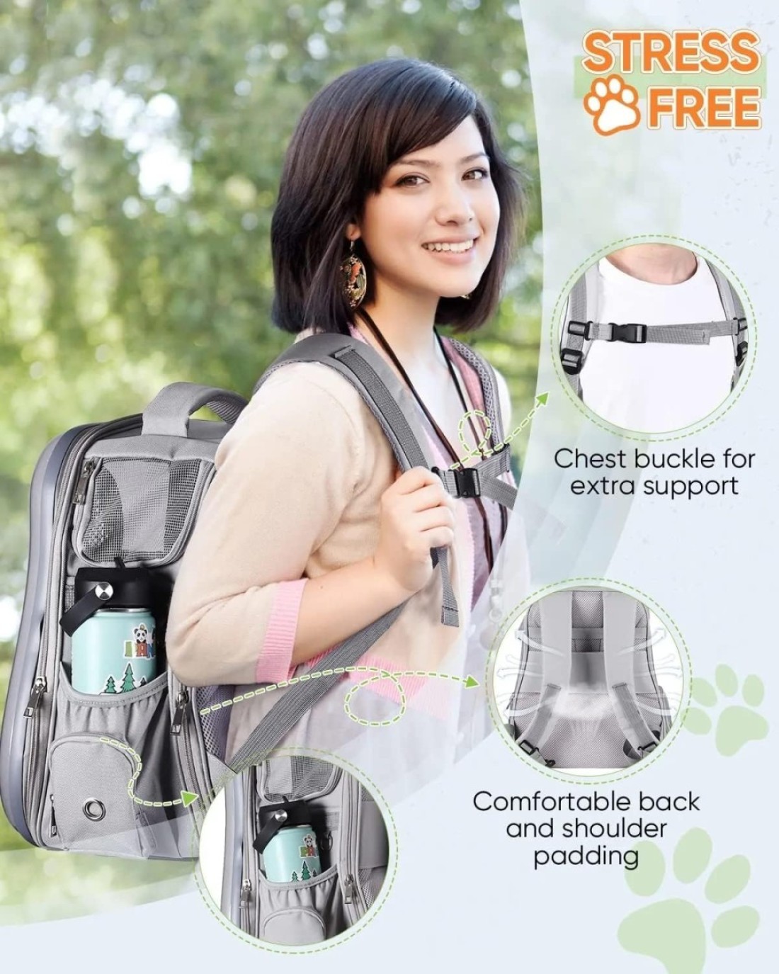 Vsell24 Cat Backpack Carrier Transparent Space Capsule Backpack For Traveling, Camping And Hiking For Cats Kittens And Puppies 40X33.5X24Cm