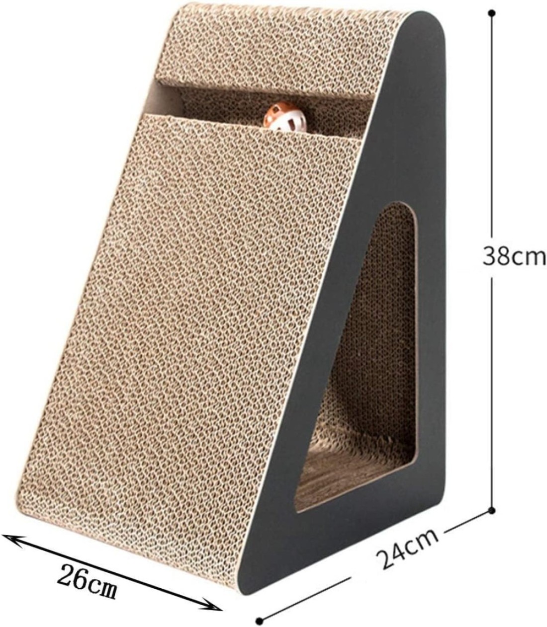 Vsell24 Vertical Triangle Cat Scratch Board Incline Scratching Mat Posts Pad With Multiple Scratching Angles Recyclable Corrugated Cardboard With Toy Balls Catnip 38X24X26Cm