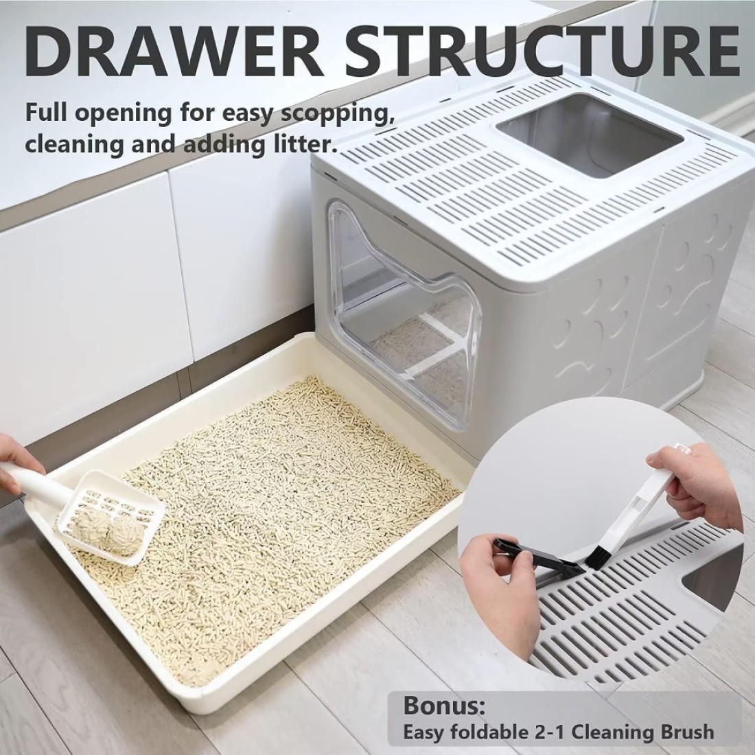 Cat Litter Box with Lid (Grey)