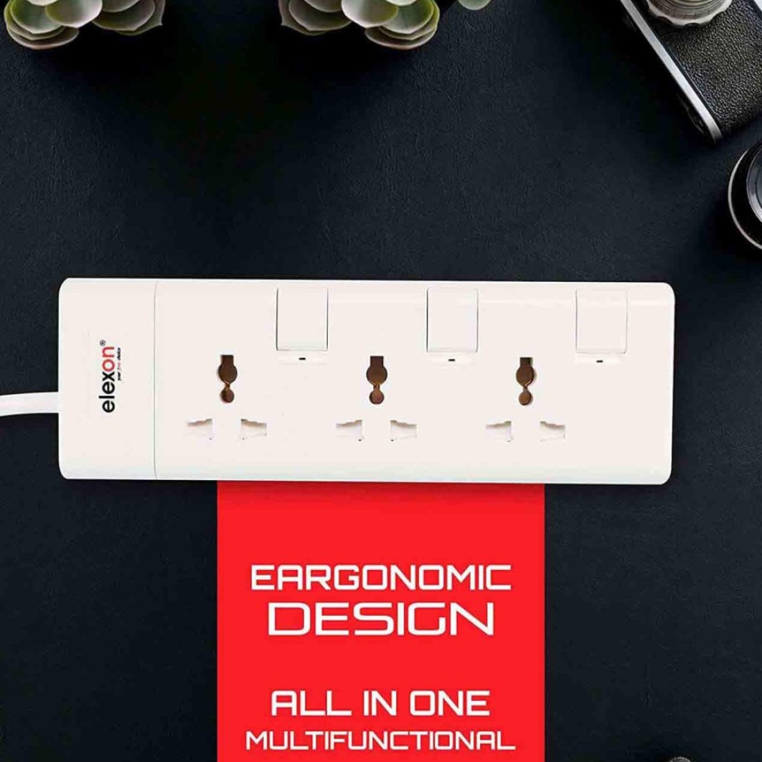 Elexon 3-Way Power Extension Socket 13A El-2006 2m