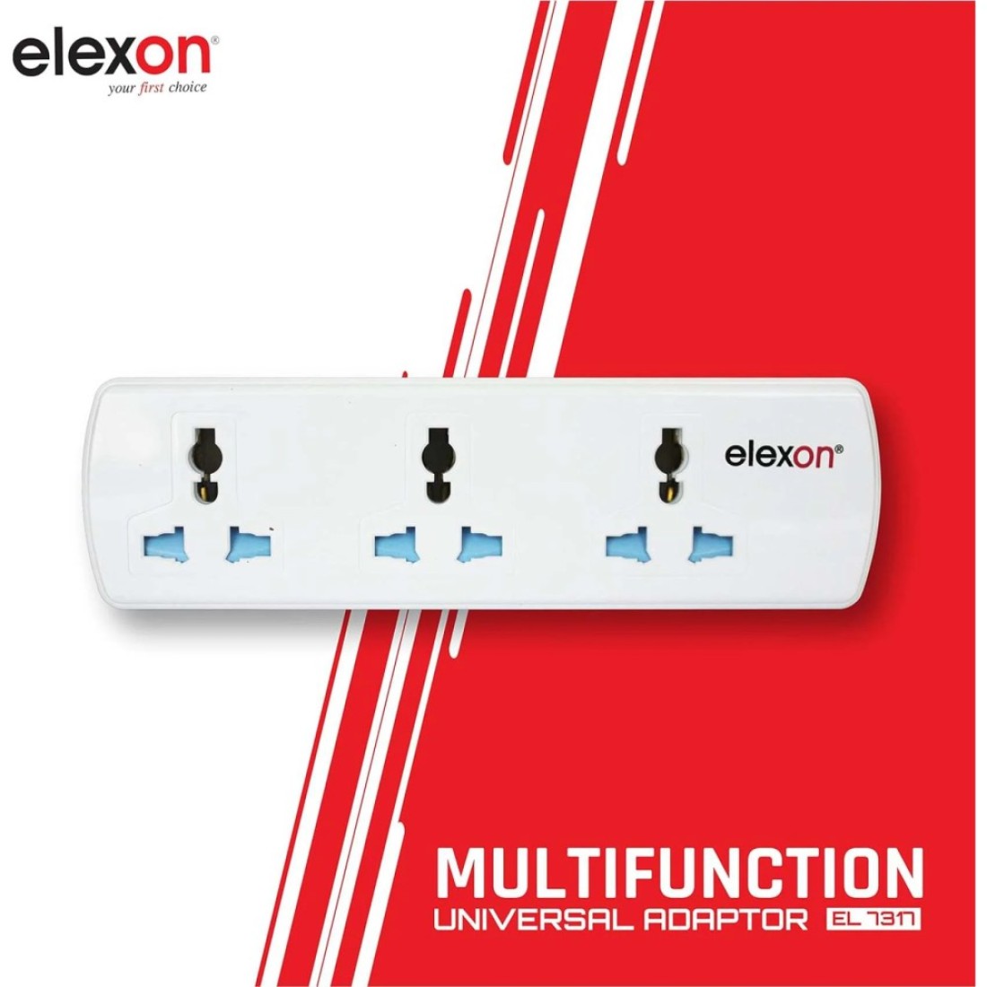 Elexon 3 Way Multi Universal Adaptor Socket White