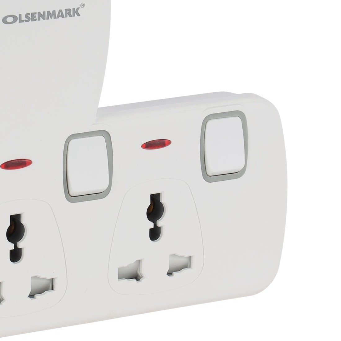 Olsenmark 3 way Universal Wall Socket with Individual Switches- OMES1859D/ Equipped with PP Fire Proof Housing, Copper Parts, and Child Safety Shutter/ Ideal for Home, Office