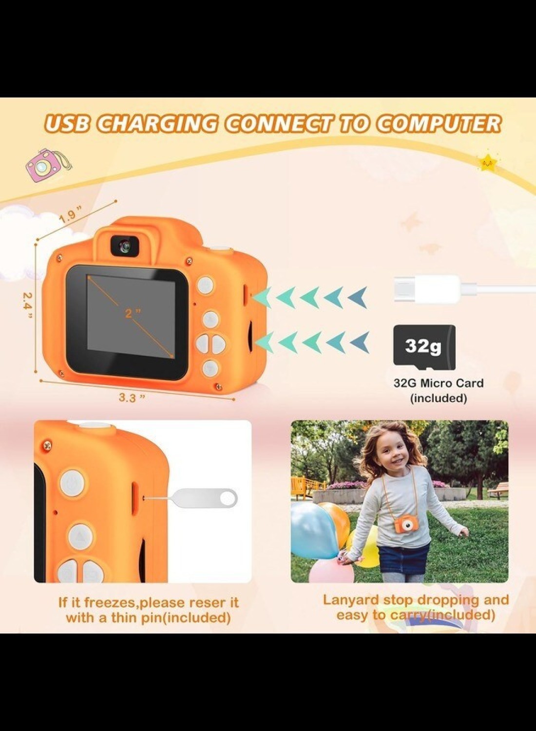 Radiotronics Upgrade Toddler Camera Children Video Camcorder,Kids Digital Selfie Camera Toys with 32GB SD Card for 3 4 5 6 7 8 9 Year Old Girls and Boys
