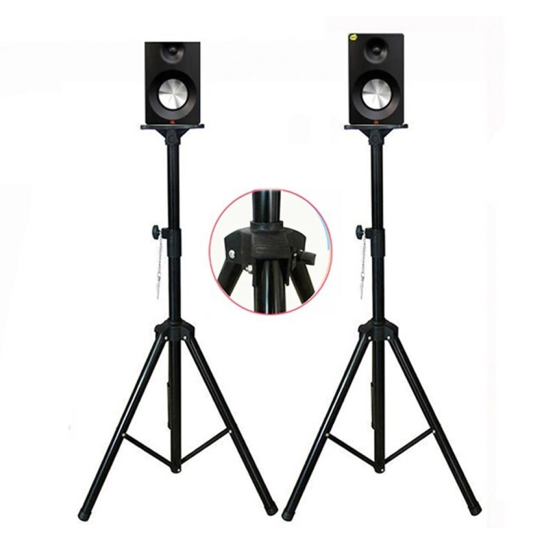 Wownect Universal Speaker Stand Mount Holder, Projector Tripod Stand [Adjustable Height From 40&rdquo; To 71&rdquo;] Multi-Functional Tripod Laptop Stand With Mounting Bracket &amp; Rack Tray, Pack Of 2