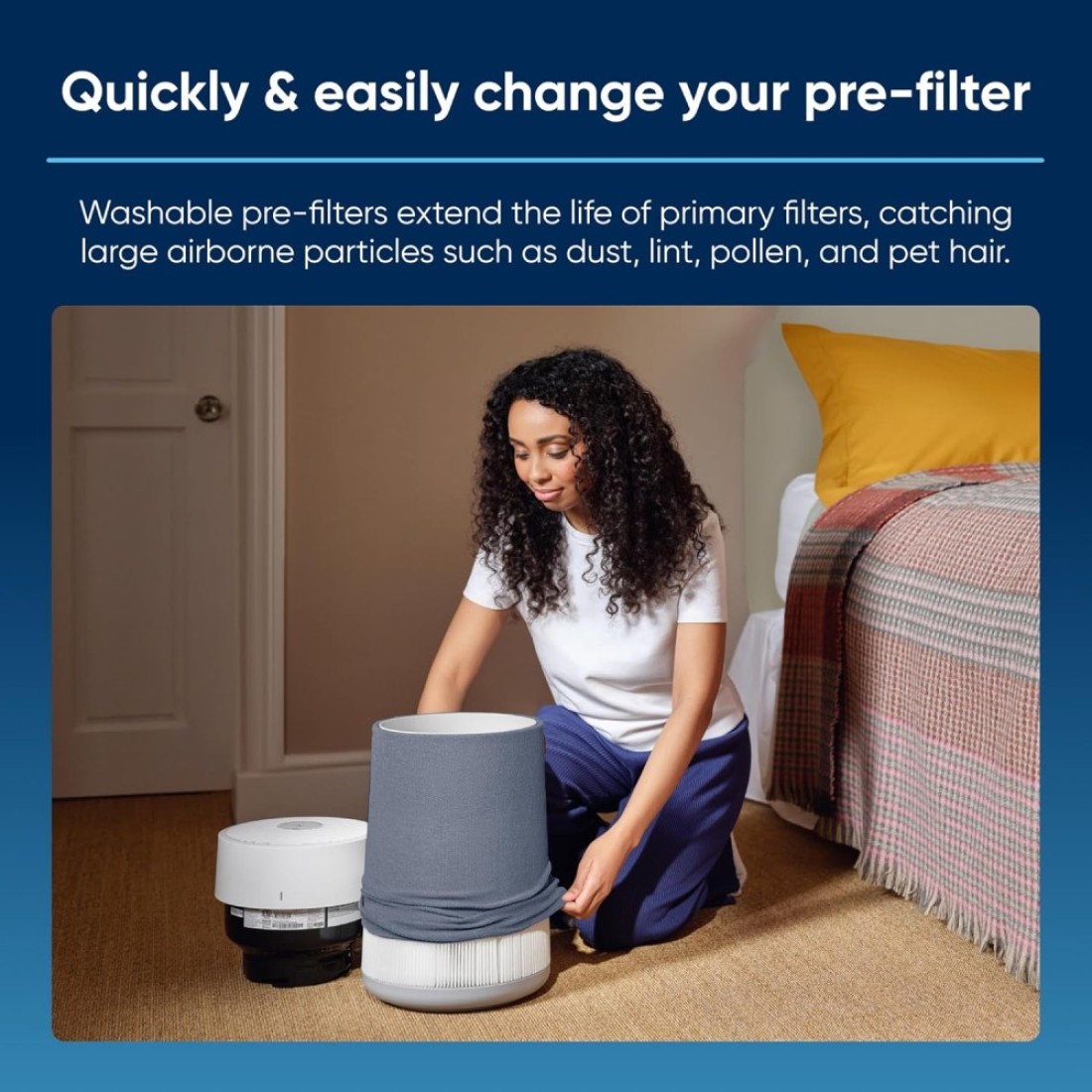 Blueair Genuine Prefilter Fabric Cover For Blue Max 3350I Air Purifier In Seabed Blue